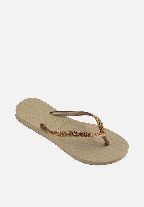 Havaianas - Slim Glitter III -  Sand / golden light metallic