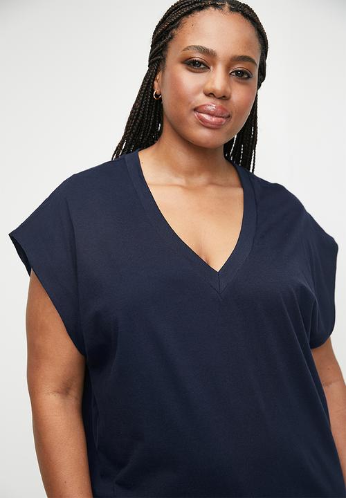 edit -  V-Neck Tee Plus - Navy