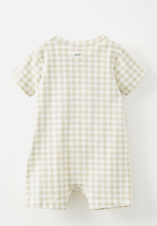 Cotton On - The short sleeve romper - rainy day/gingham bear