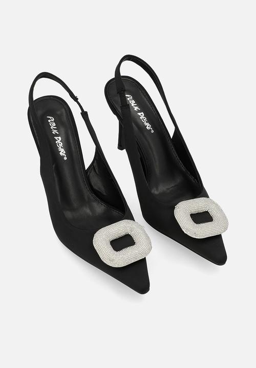 Public Desire - Floss slingback heel - black satin