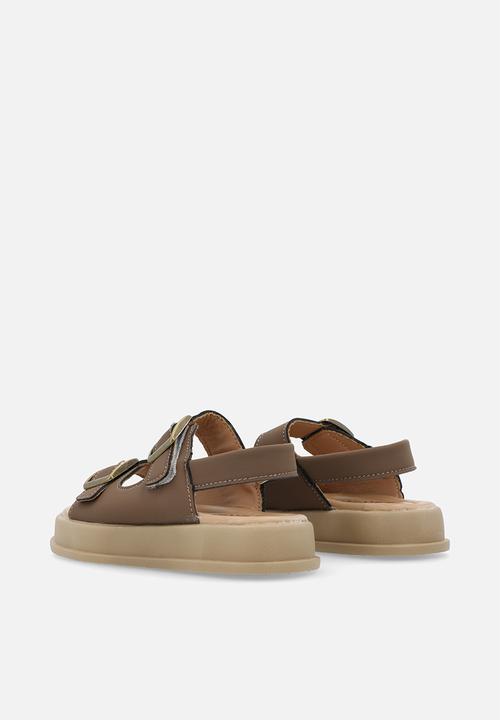 Pop Candy - Platform twin strap sandals-brown