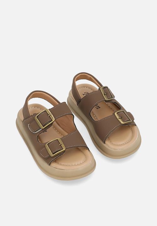 Pop Candy - Platform twin strap sandals-brown