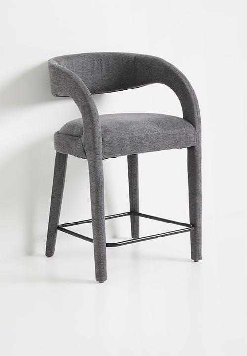 Sixth Floor - Carrie woven fully upholstered counter stool-charcoal