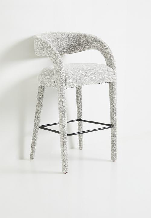 Sixth Floor - Carrie woven fully upholstered bar stool-Dark snow