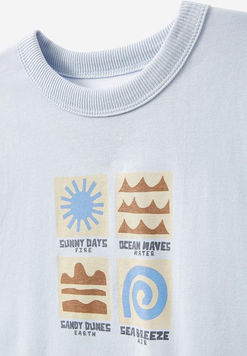 Cotton On - Jonny short sleeve print tee - morning blue/beach side elements