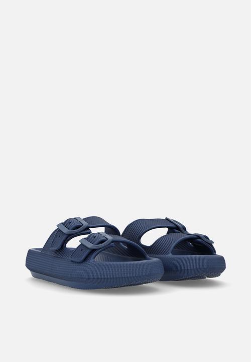 Pop Candy - Twin strap slides-navy blue