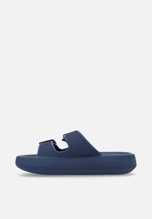 Pop Candy - Twin strap slides-navy blue