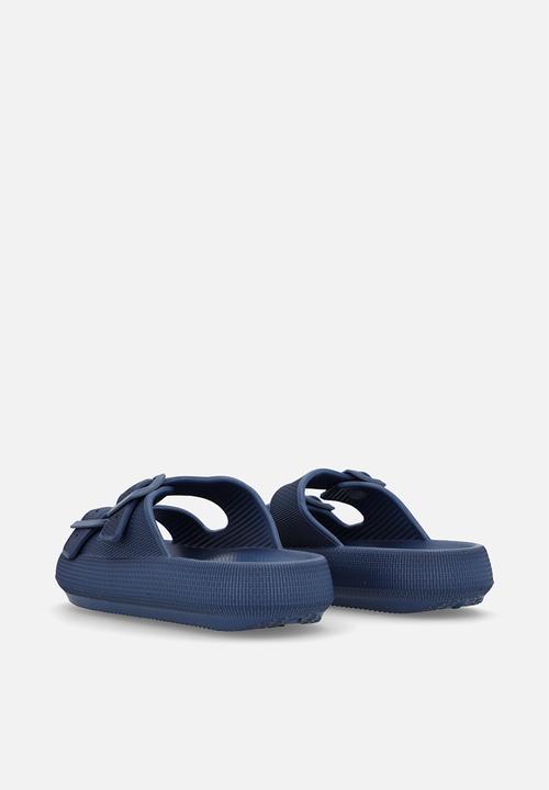Pop Candy - Twin strap slides-navy blue