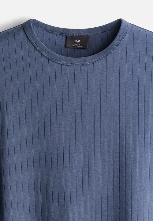 H&M - Slim fit ribbed lyocell-blend t-shirt - steel blue