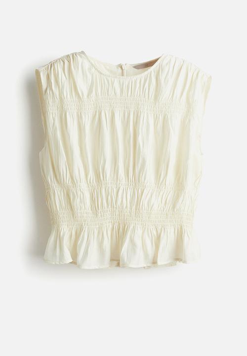 H&M - Smocked top - cream