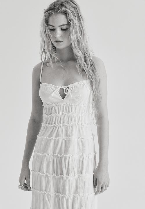 H&M - Frill-trimmed bodycon dress - cream