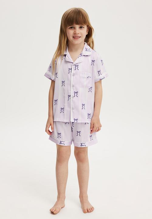 Cotton On - Casey short sleeve pyjama set - vintage lilac/stripe bows
