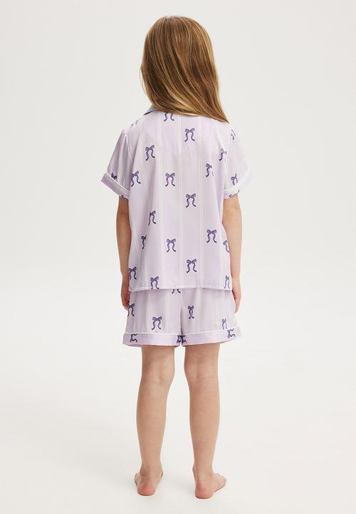 Cotton On - Casey short sleeve pyjama set - vintage lilac/stripe bows