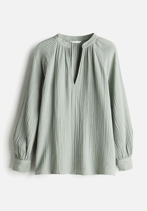 H&M - Double-weave blouse - sage green
