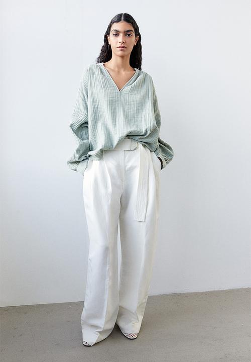 H&M - Double-weave blouse - sage green