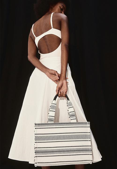 H&M - Cotton-blend shopper - black & white striped