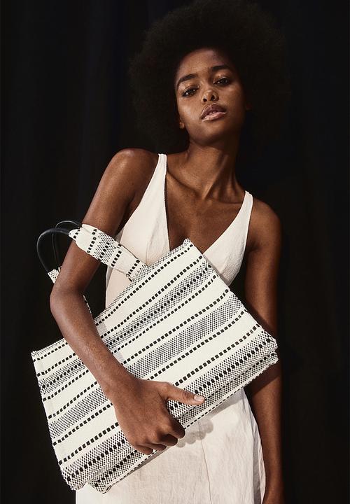 H&M - Cotton-blend shopper - black & white striped