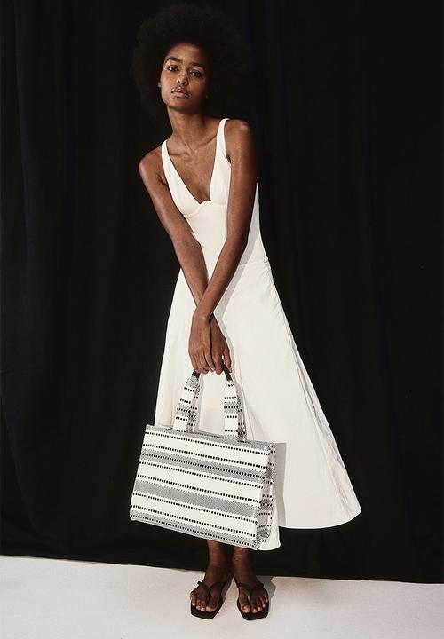 H&M - Cotton-blend shopper - black & white striped