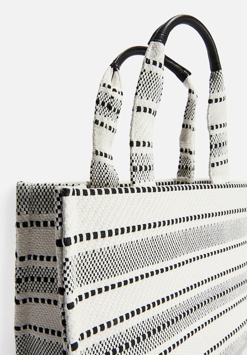 H&M - Cotton-blend shopper - black & white striped