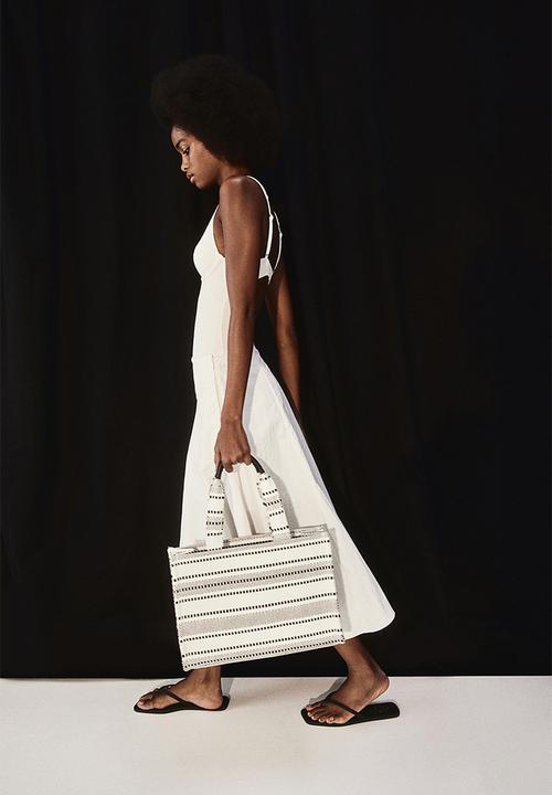 H&M - Cotton-blend shopper - black & white striped