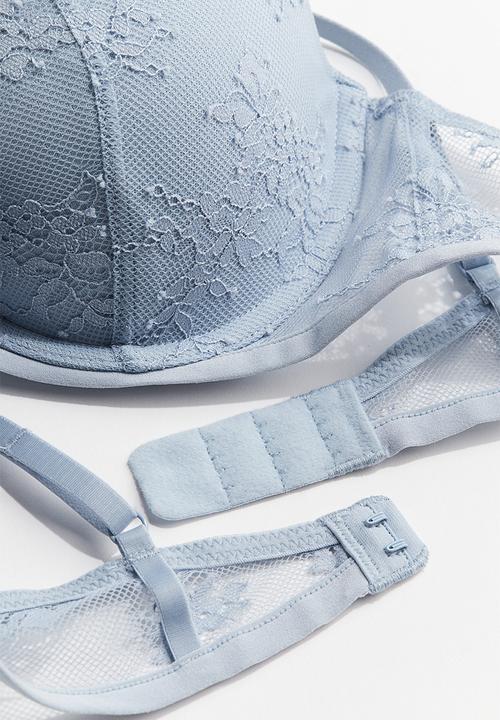 H&M - Lace demi push-up bra - light blue
