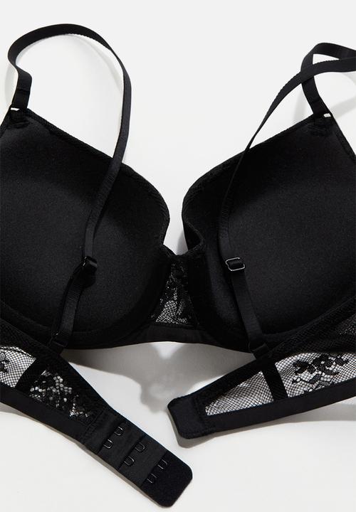 H&M - Lace demi push-up bra - black
