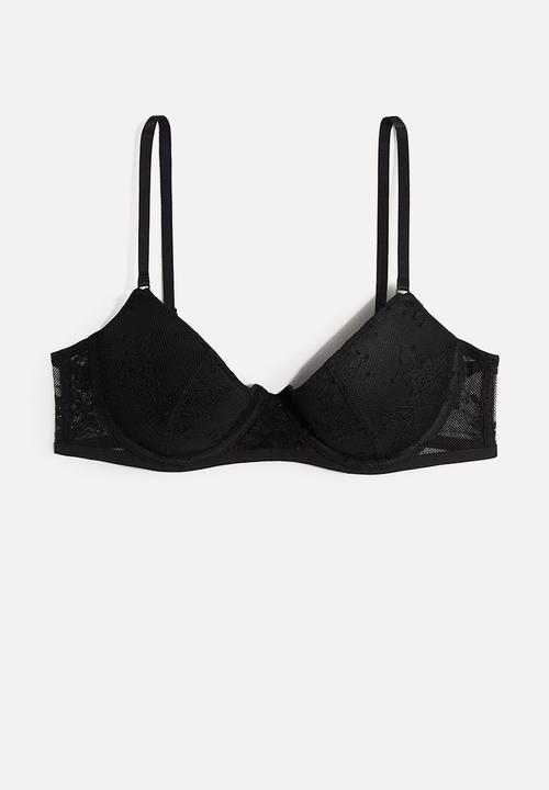 H&M - Lace demi push-up bra - black