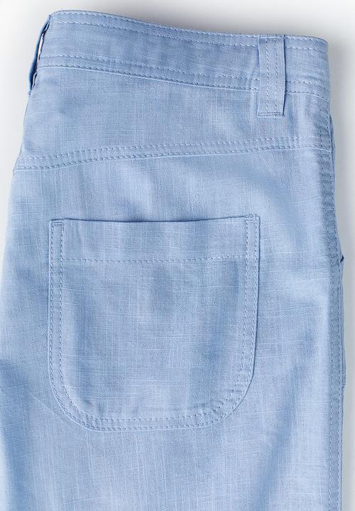 H&M - Linen-blend straight trousers - light blue