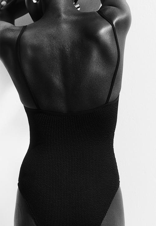 H&M - Padded-cup high-leg swimsuit - black
