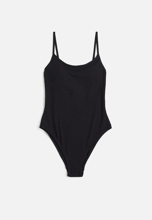 H&M - Padded-cup high-leg swimsuit - black