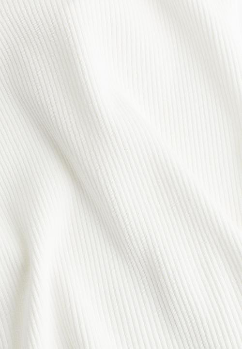 H&M - Rib-knit strappy top - cream