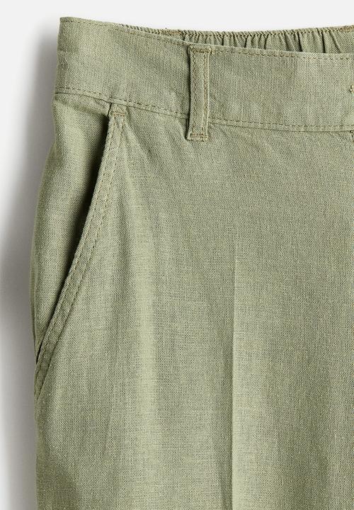 H&M - Linen-blend trousers - light khaki green