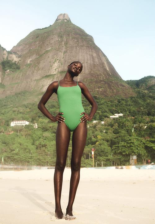 H&M - Padded-cup high-leg swimsuit - green