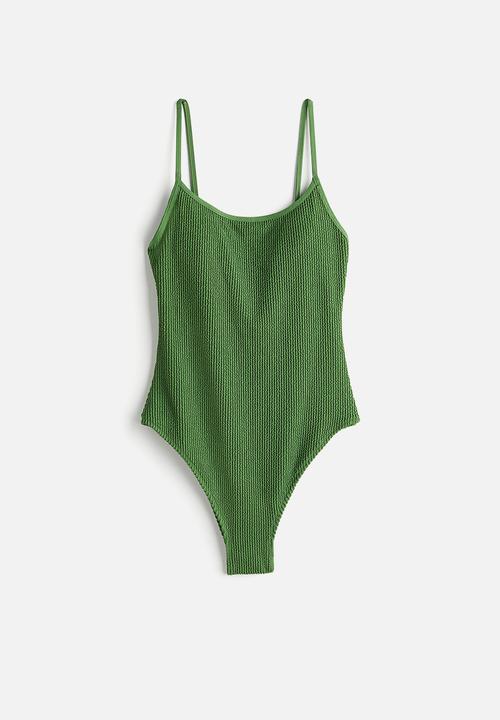H&M - Padded-cup high-leg swimsuit - green