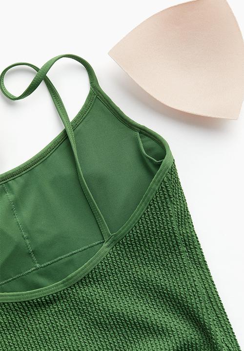 H&M - Padded-cup high-leg swimsuit - green