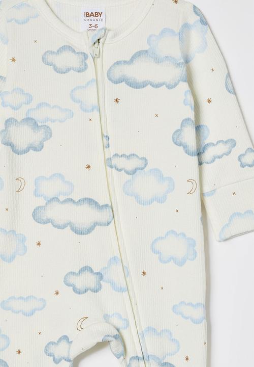 Cotton On - Bundle organic pointelle romper, bib & beanie - milk/clouds