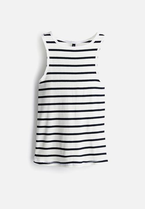 H&M - Ribbed vest top - cream striped
