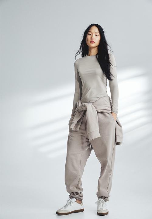 H&M - Long-sleeved microfibre top - greige