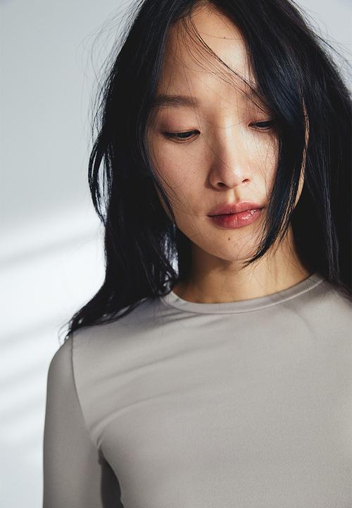 H&M - Long-sleeved microfibre top - greige
