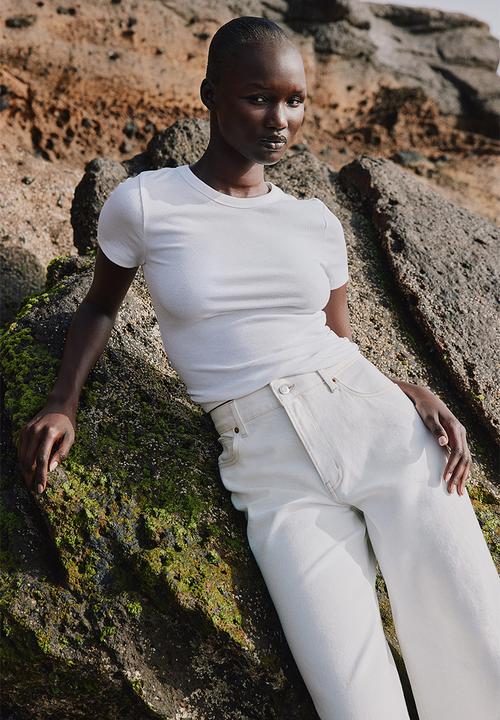 H&M - Wide high ankle jeans - white