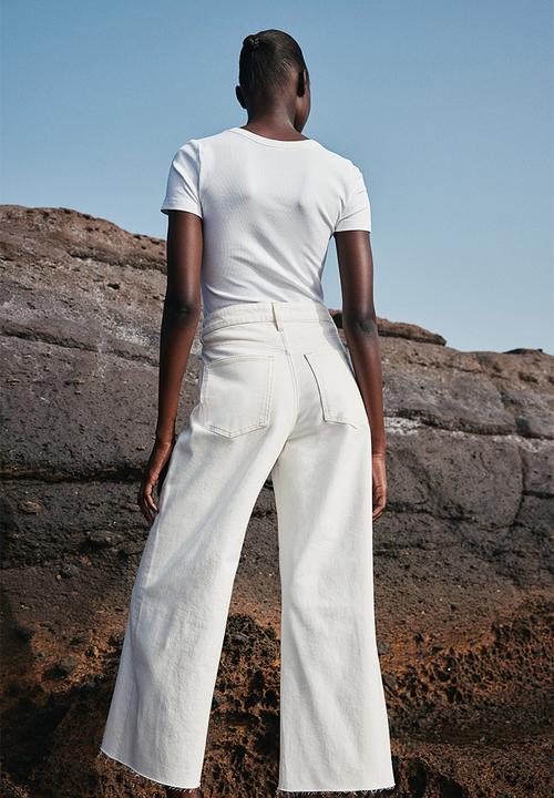 H&M - Wide high ankle jeans - white