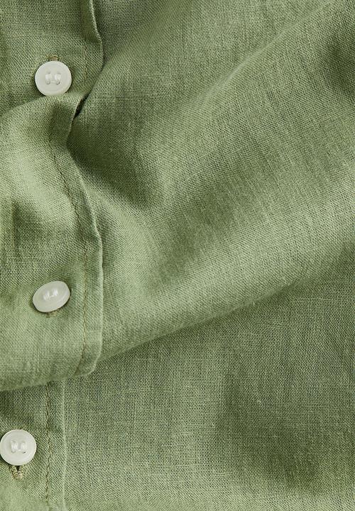H&M - Linen-blend sleeveless shirt - light khaki green