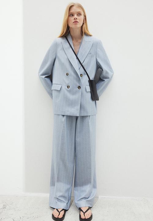 H&M - Tailored trousers - light dusty blue pinstriped