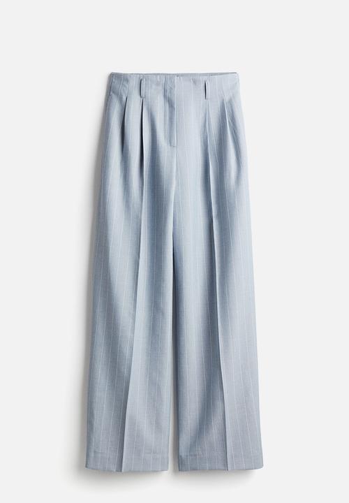 H&M - Tailored trousers - light dusty blue pinstriped