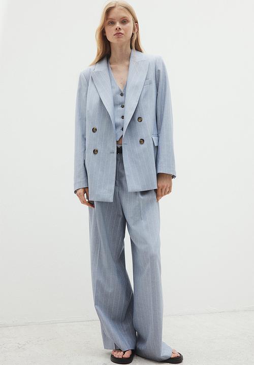 H&M - Tailored trousers - light dusty blue pinstriped