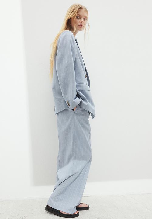 H&M - Tailored trousers - light dusty blue pinstriped