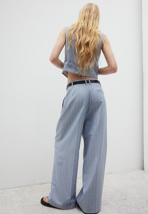 H&M - Tailored trousers - light dusty blue pinstriped