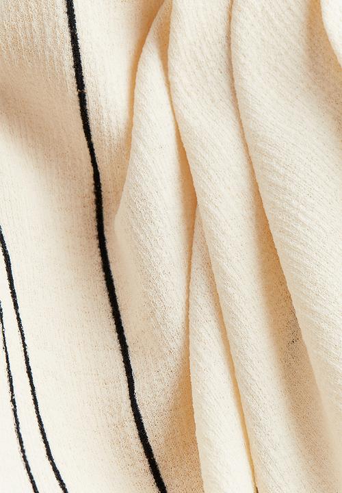 H&M - Textured-knit wrap skirt - cream striped 