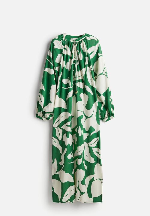 H&M - Balloon-sleeved dress - green,multi