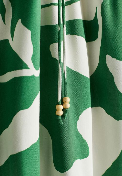H&M - Balloon-sleeved dress - green,multi